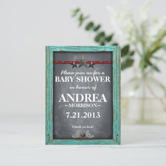 Rustic Chalkboard Baby shower Invite Uitnodiging Briefkaart (Staand voorkant)