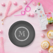 Rustic Chalkboard Background Monogram Papieren Bordje (Feest)