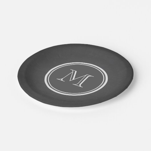 Rustic Chalkboard Background Monogram Papieren Bordje (Gekanteld)