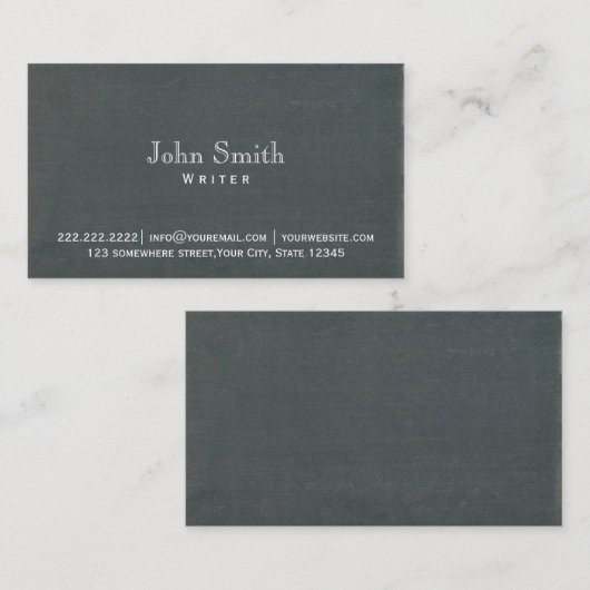 Rustic Chalkboard Background Writer Visitekaartje (Voorkant / Achterkant)