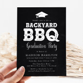Rustic Chalkboard Backyard BBQ Graduation Party Kaart
