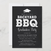 Rustic Chalkboard Backyard BBQ Graduation Party Kaart (Voorkant)
