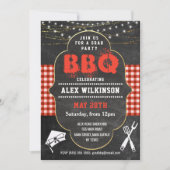 Rustic Chalkboard Backyard BBQ Party Afstuderen Kaart (Voorkant)