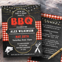 Rustic Chalkboard Backyard BBQ Party Afstuderen