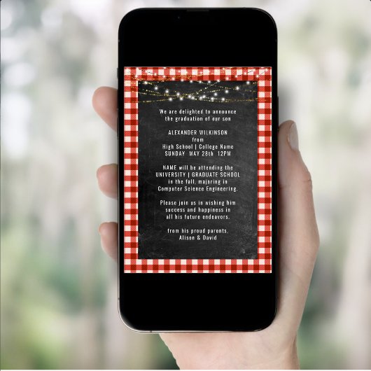 Rustic Chalkboard Backyard BBQ Party Afstuderen Kaart