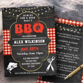 Rustic Chalkboard Backyard BBQ Party Afstuderen Kaart