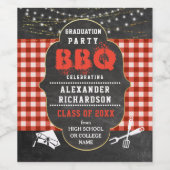 Rustic Chalkboard Backyard BBQ Party Afstuderen Wijn Etiket (Enkel label)