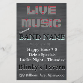 Rustic Chalkboard Bar Tavern Live Music 2 Flyer
