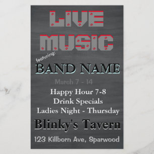 Rustic Chalkboard Bar Tavern Live Music 2 Flyer