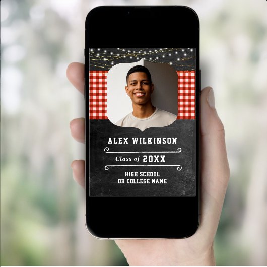 Rustic Chalkboard BBQ Party Afstuderen Foto Kaart