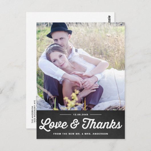 RUSTIC CHALKBOARD | BEDANKT DANK U BRIEFKAART (Voorkant / Achterkant)