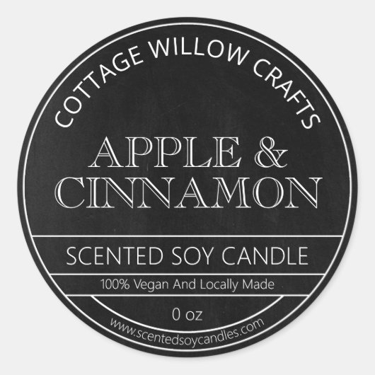 Rustic Chalkboard Black Soy Candle Labels (Voorkant)