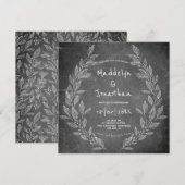 Rustic Chalkboard Black White Floral Weddin Kaart (Voorkant / Achterkant)