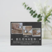 Rustic Chalkboard Blessed Chic 3 Photo Holiday Briefkaart (Staand voorkant)