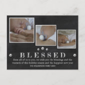 Rustic Chalkboard Blessed Chic 3 Photo Holiday Briefkaart (Voorkant)