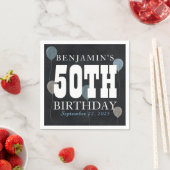 Rustic Chalkboard Blue Balloon Modern Birthday Servet (Insitu)