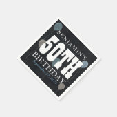 Rustic Chalkboard Blue Balloon Modern Birthday Servet (Hoek)