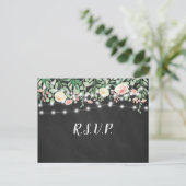 Rustic Chalkboard Blush Floral lights bruiloft rsv Uitnodiging Briefkaart (Staand voorkant)