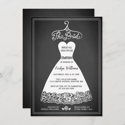 Rustic Chalkboard Bridal Shower Invitation Kaart (Voorkant / Achterkant)