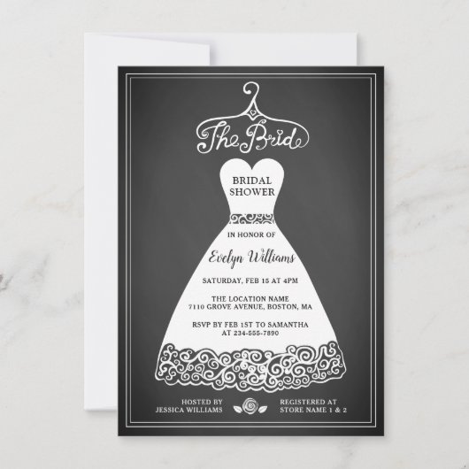 Rustic Chalkboard Bridal Shower Invitation Kaart (Voorkant)