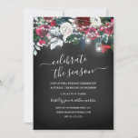 Rustic Chalkboard Burgundy Floral Kerstmis Kaart<br><div class="desc">feestdagen in de kleine Bayleigh-winkel!</div>