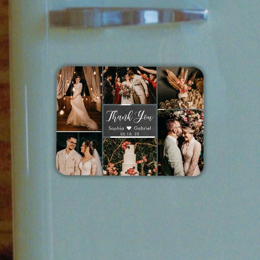Rustic Chalkboard Collage Wedding Bedankt Magnet Magneet