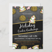 Rustic Chalkboard Cookie Exchange Invitation Kaart (Voorkant)