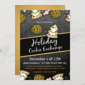 Rustic Chalkboard Cookie Exchange Invitation Kaart (Voorkant / Achterkant)