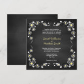 Rustic Chalkboard Daisy Wedding Invitations Kaart (Voorkant / Achterkant)