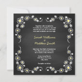Rustic Chalkboard Daisy Wedding Invitations Kaart (Voorkant)