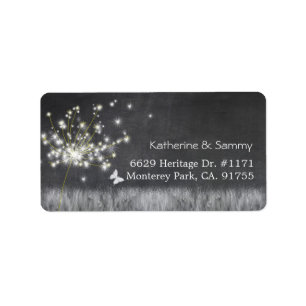 Rustic Chalkboard Dandelion Wedding Address Etiket