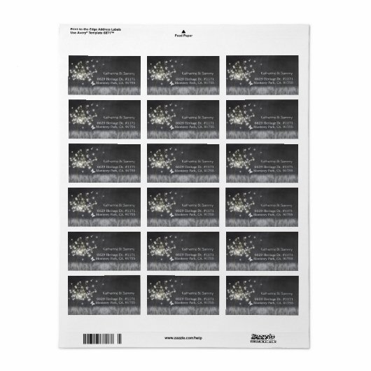 Rustic Chalkboard Dandelion Wedding Address Etiket (Full Sheet)