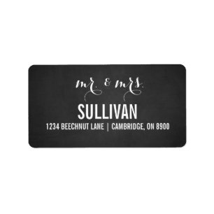 Rustic Chalkboard de heer & Mrs Script-Adresetiket Etiket