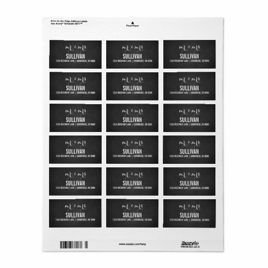 Rustic Chalkboard de heer & Mrs Script-Adresetiket Etiket (Full Sheet)