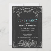 Rustic Chalkboard Derby Party Invitation Kaart (Voorkant)