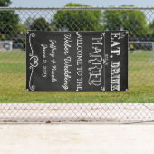 Rustic Chalkboard Eat Drink is huwelijkshuwelijk Spandoek (Insitu)