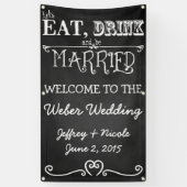 Rustic Chalkboard Eat Drink is huwelijkshuwelijk Spandoek (Verticaal)