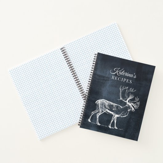Rustic Chalkboard en Deer Recipe Cookbook Notitieboek (Binnen)