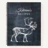 Rustic Chalkboard en Deer Recipe Cookbook Notitieboek (Voorkant)