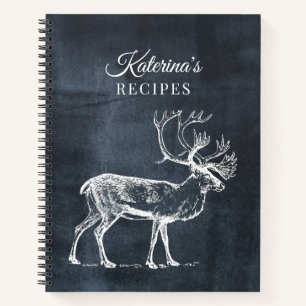 Rustic Chalkboard en  Deer Recipe Cookbook Notitieboek