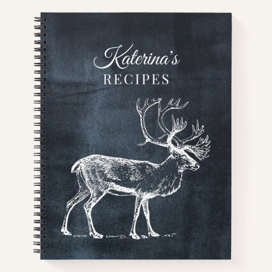 Rustic Chalkboard en Deer Recipe Cookbook Notitieboek (Voorkant)