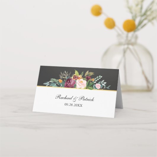 Rustic Chalkboard en Floral Wedding Plaatskaartje (Achterkant)