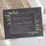 Rustic Chalkboard Eucalyptus Foliage Greenery Save Uitnodiging Briefkaart<br><div class="desc">Save the date! Maak je huwelijk bekend aan vrienden en familie met deze bijtende kalkplanleisteen met eucalyptus laat botanisch sparen de datumkaarten. Personaliseer met namen, trouwdatum, locatie. Voeg website en andere informatie op de rug toe. Deze unieke grove bruiloft met de kaarten zal een blijvende indruk maken, uw gasten zullen...</div>