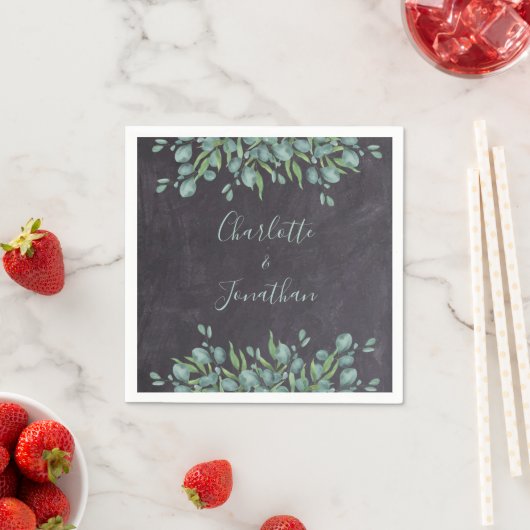 Rustic Chalkboard Eucalyptus Greenery Wedding Servet (Insitu)