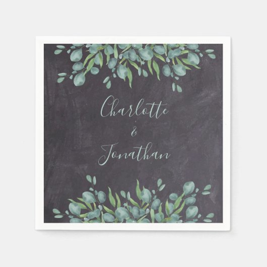 Rustic Chalkboard Eucalyptus Greenery Wedding Servet (Voorkant)