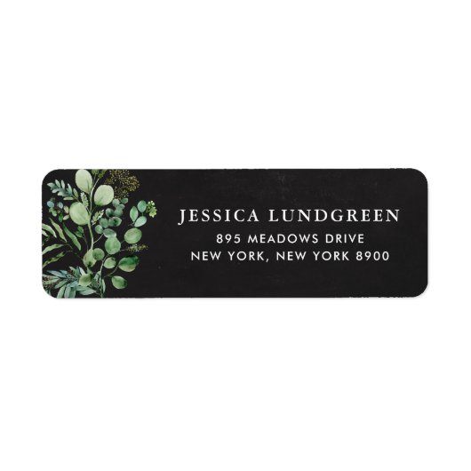 Rustic Chalkboard Eucalyptus Leaves Greenery Etiket (Voorkant)