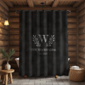 Rustic Chalkboard Family Monogram Laurel Wreath Douchegordijn