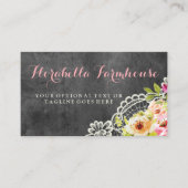 Rustic Chalkboard Farmhouse Rozen Lace Shabby Visitekaartje (Voorkant)