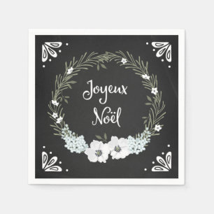 Rustic Chalkboard Floral French Kerstkins Servetten