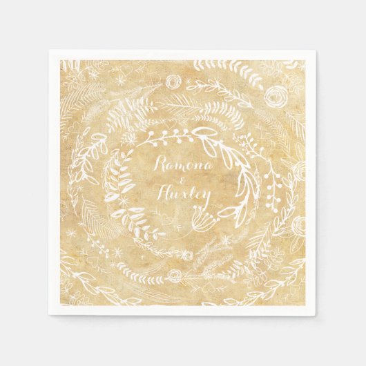 Rustic Chalkboard Floral Garland Servetten (Voorkant)